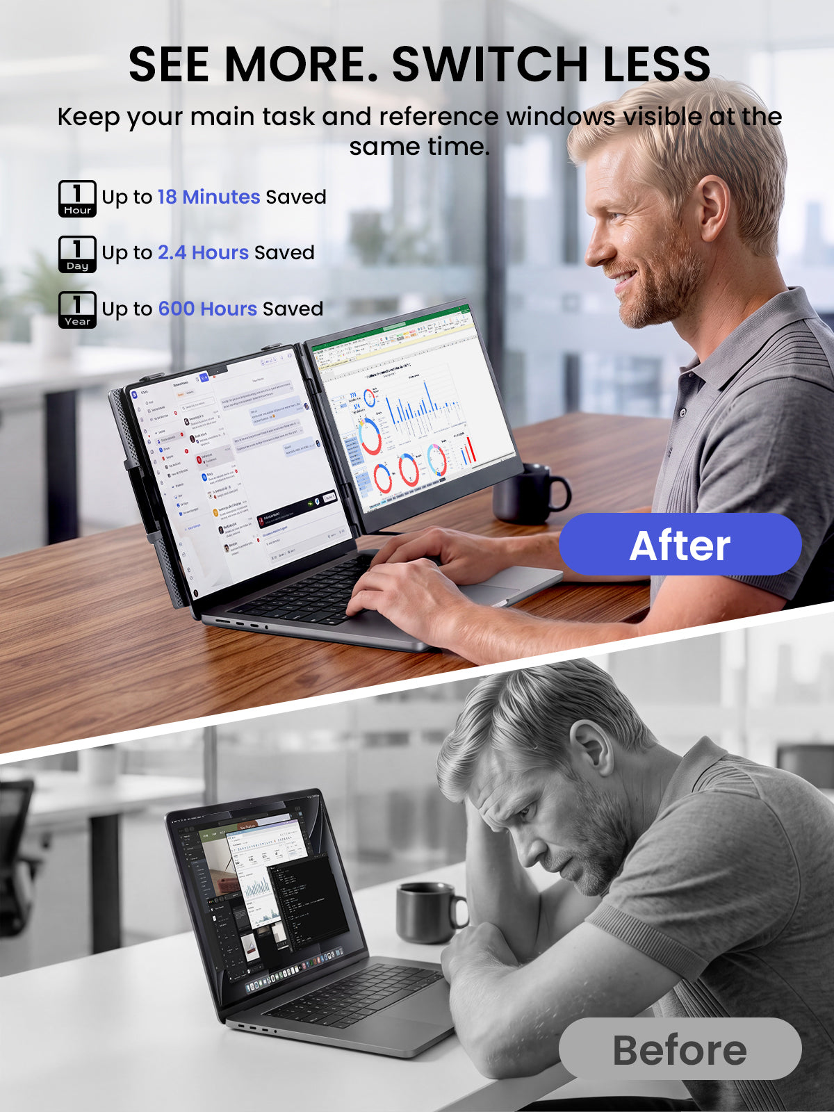 ANYKING A6 | 14" Single Screen Extender | 13–17.3" Laptops