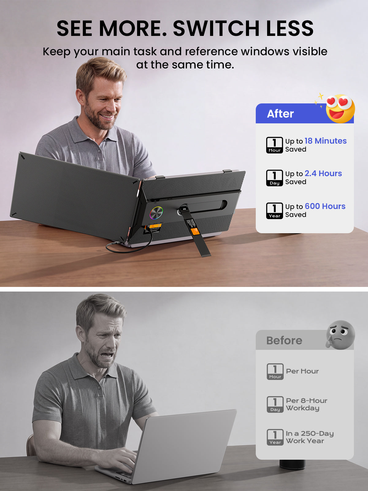 ANYKING A6 | 14" Single Screen Extender | 13–17.3" Laptops