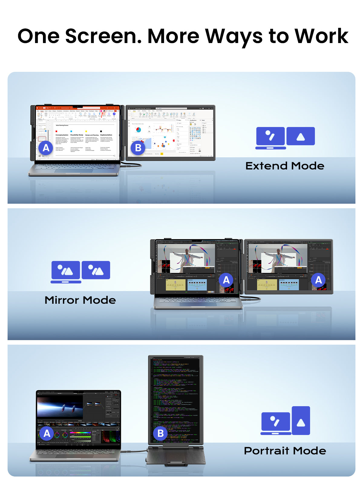 ANYKING A6 | 14" Single Screen Extender | 13–17.3" Laptops