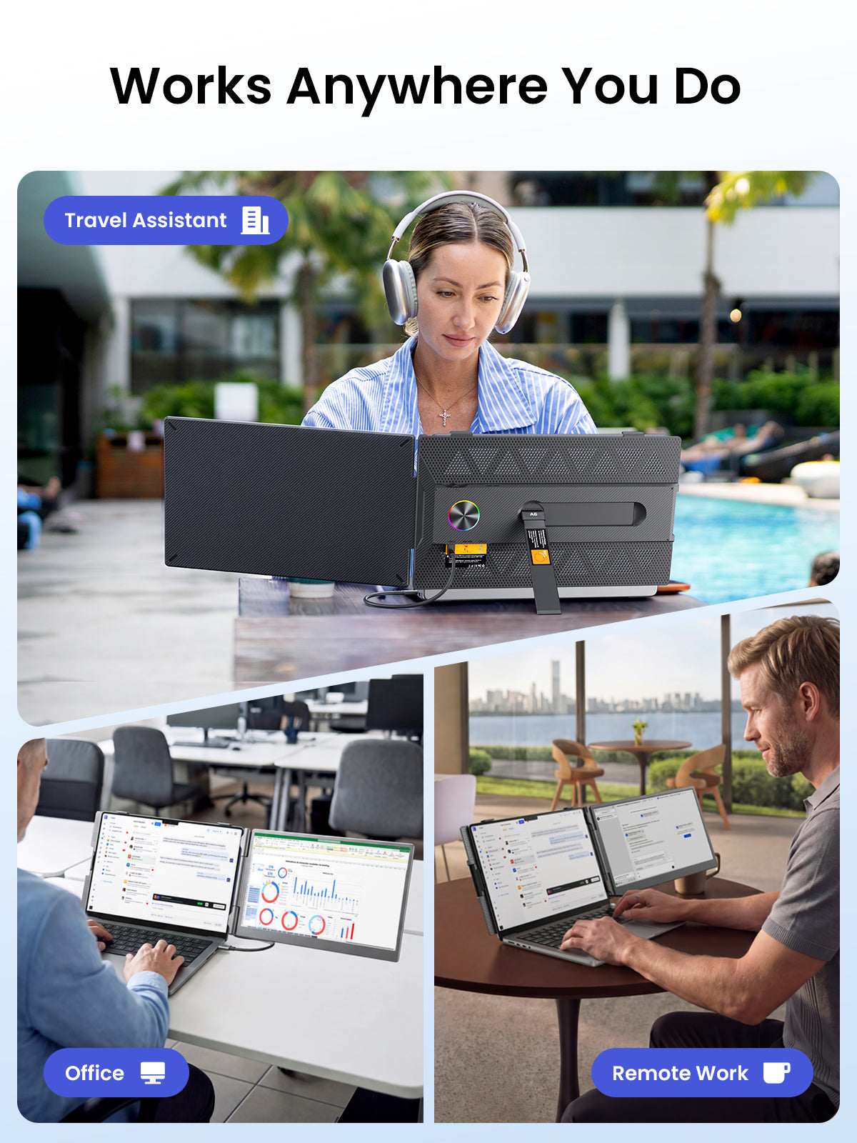 ANYKING A6 | 14" Single Screen Extender | 13–17.3" Laptops
