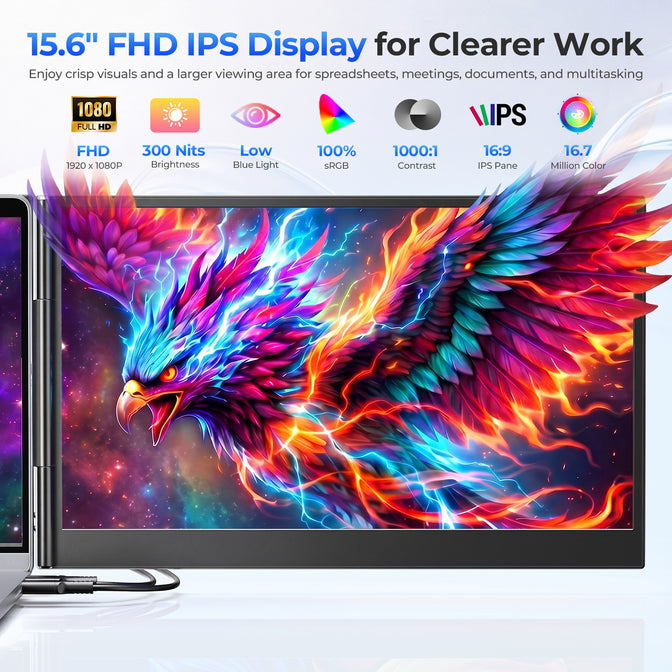 ANYKING P7 | 15.6" Dual Screen Extender | 13–17.3" Laptops