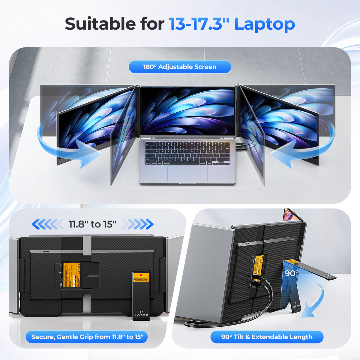 ANYKING P7 | 15.6" Dual Screen Extender | 13–17.3" Laptops