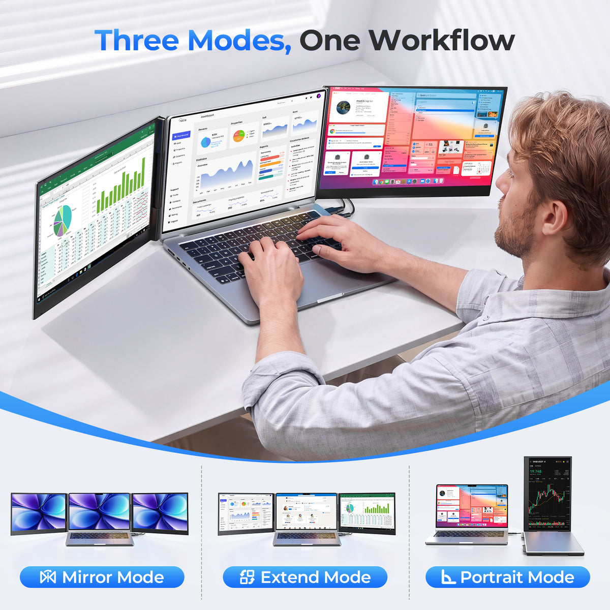 ANYKING P7 | 15.6" Dual Screen Extender | 13–17.3" Laptops